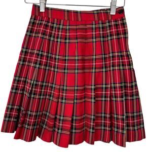 Rafferty Vtg Red Tartan Plaid Pleated Skirt Sz 9‎ (Modern Size 4) Grunge Y2k 90s